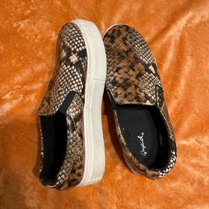 Size 7.5 faux snake skin slip-on sneakers